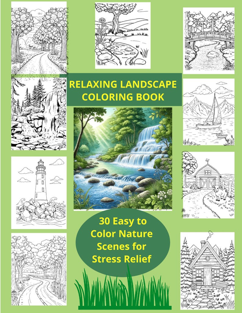 Landscape Coloring Book PDF Download Instant Landscape Pages for ...