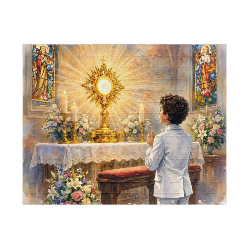 First Communion Gift for Boys, Catholic Puzzle, Eucharist Art Jigsaw ...