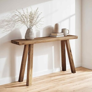 Rustic Wood Console Table for Entry, Reclaimed Wood Hallway Table, Customizable Handmade Wooden Solid Sofa Foyer Dresser for Housewarming