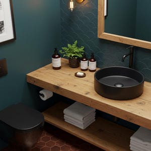 Handcrafted Bathroom Rustic Floating Vanity with Reclaimed Wood, Custom Natural Bathroom Vanity, Shelf Vanity, Handmade Bathroom Cabinet