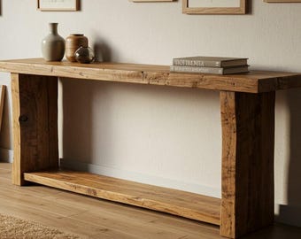Reclaimed Chestnut Wood Console Table: Rustic Farmhouse Entryway