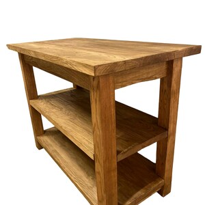 Handmade Chestnut Kitchen Island - Rustic Design with Double Shelf image 3