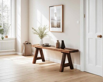 Handmade Reclaimed Wood Bench, Farmhouse Solid Wood Entryway Bench ...