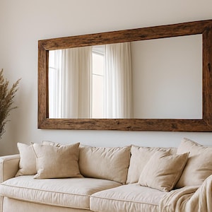 Handmade Reclaimed Wood Floor and Wall Mirror, Rustic Farmhouse Decor
