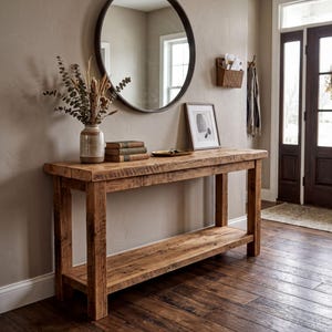 Reclaimed Wood Rustic Farmhouse, Solid Foyer Dresser Entryway Desk, Narrow Console Table, Behind Couch Table