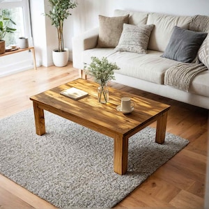 Rustic Reclaimed Wood Coffee Table, Handmade Chestnut Wood Living Room Furniture, Farmhouse Design, Barnwood Coffee Table, Gift for Women