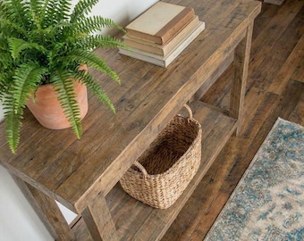 Console Table: Reclaimed Wood Rustic Farmhouse - Entryway Shelf