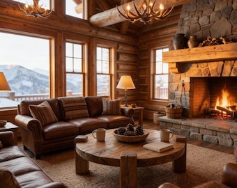 Handmade Reclaimed Chestnut Wood Round Coffee Table, Rustic Farmhouse Design