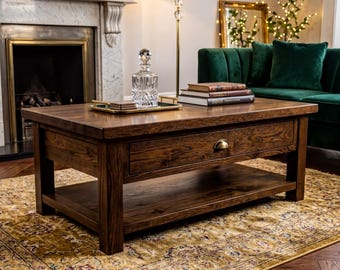 Rustic Barnwood Side Table - Handmade Reclaimed Wood with Drawers