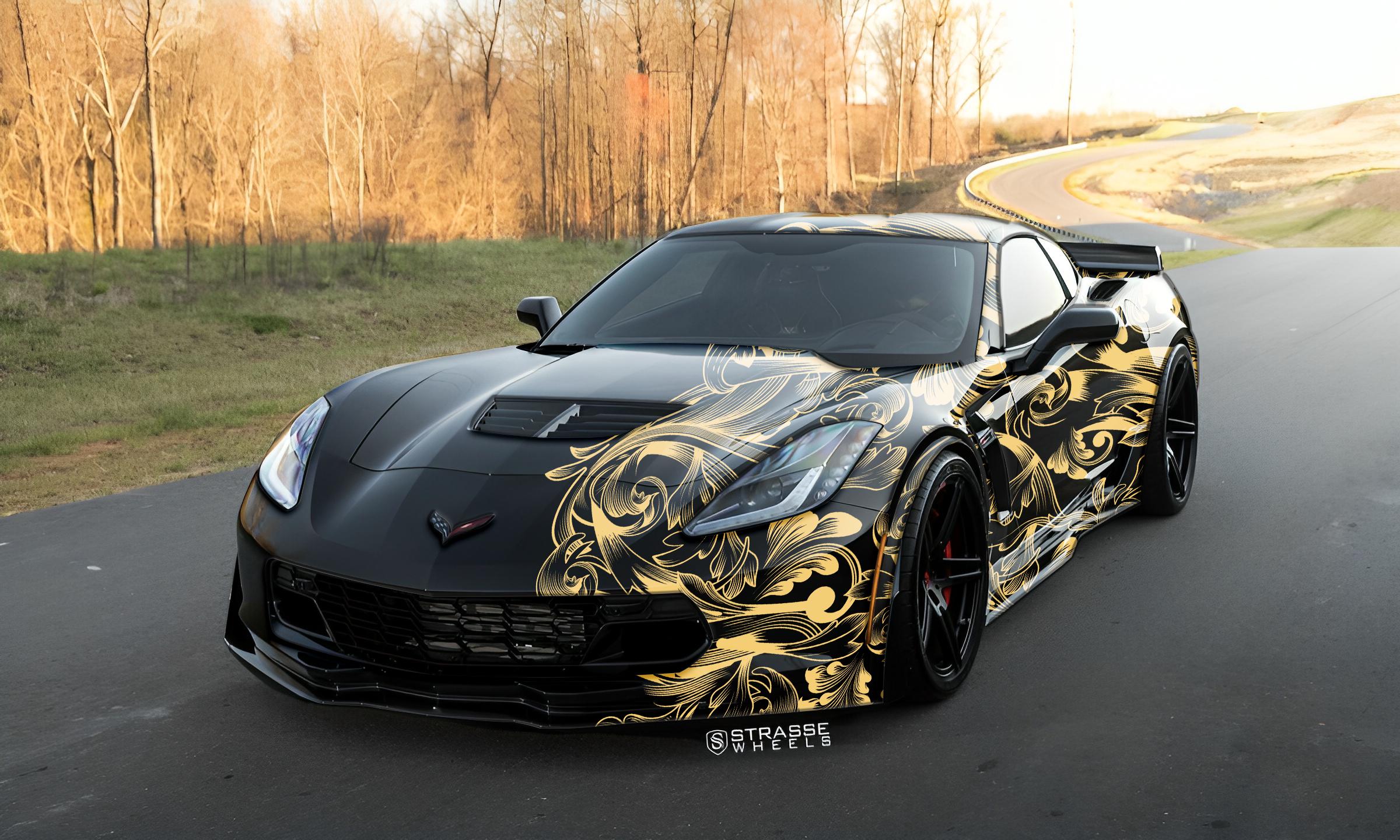 Gold Black Swirl Vehicle Wrap: Custom Motorcycle Car Design (digital ...