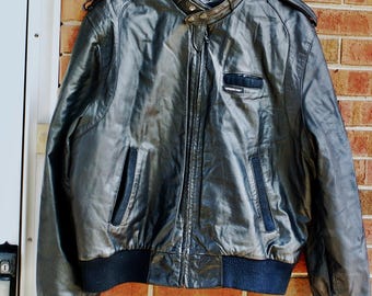 Vintage Members Only Men's Black Leather Jacket