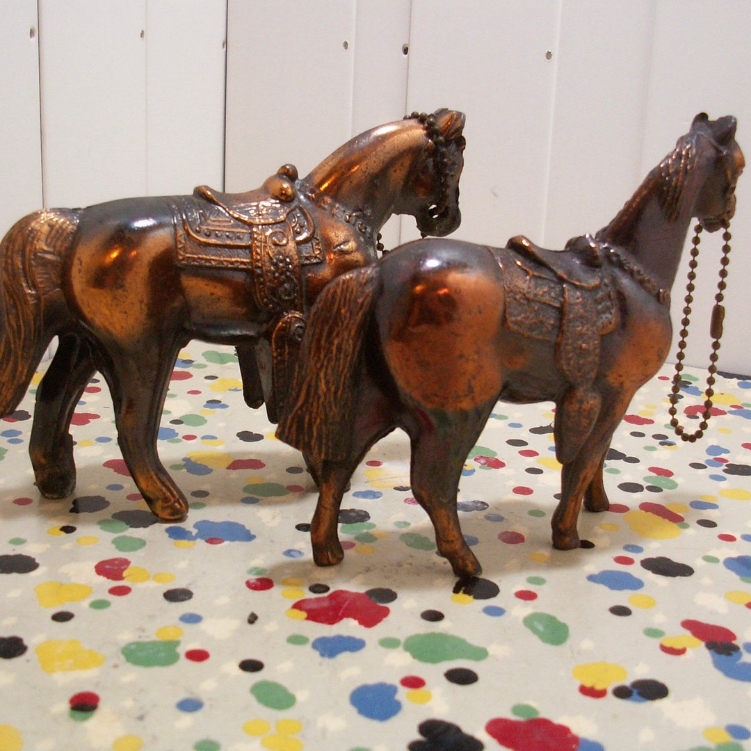Pair of Vintage Hollow Metal Horse Figurines Etsy