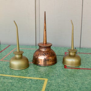 Three Vintage Oil Cans 1 Singer 2 Midgets