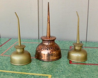 Three Vintage Oil Cans 1 Singer 2 Midgets