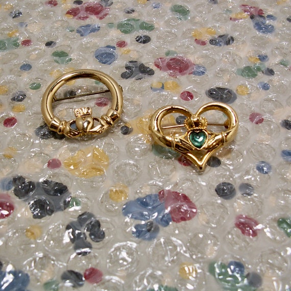 Two Vintage Claddagh Pins - image 1