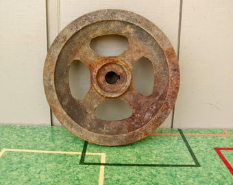 Vintage Cast Iron Pulley Belt Wheel 6 1/2"