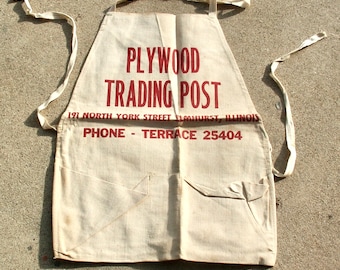 Vintage Apron, 1950s Apron, Work Apron, Advertising Apron