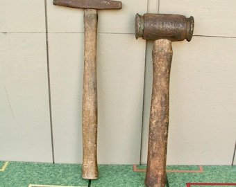 Vintage Thor Copper Head Hammer And Tack Hammer With Wood Handles