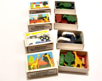 Vintage Juri Miniature Wood Animal Blocks, West Germany (Set of 4)