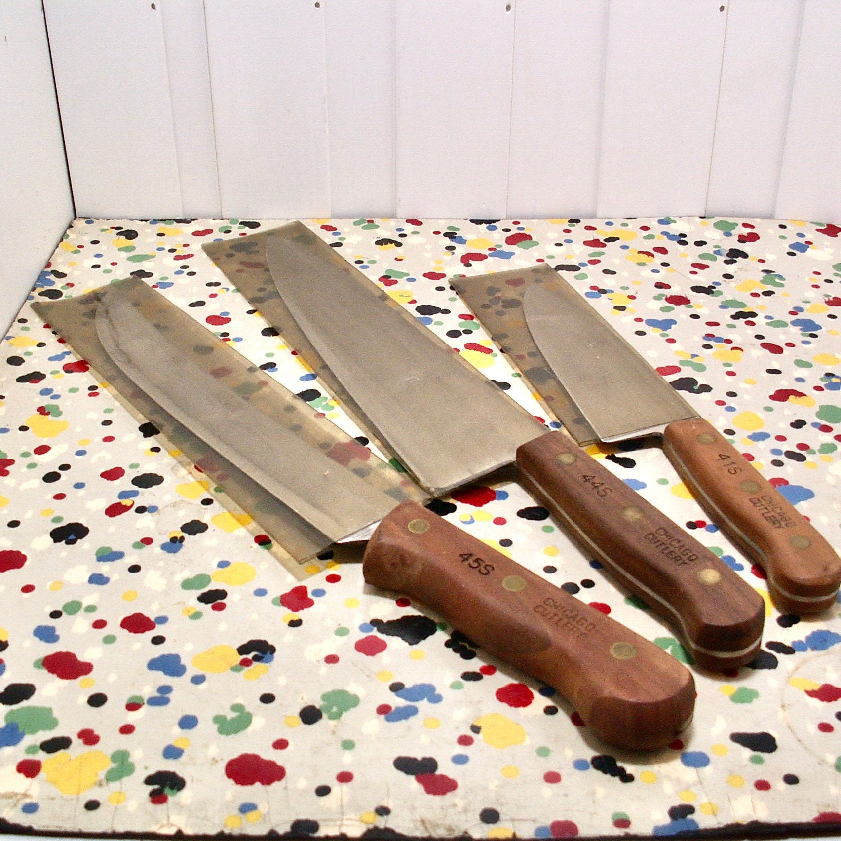 Vintage Chicago Cutlery USA Wood Handle Knife Lot of 7 61S 62S 66S BT7 &  4-103S