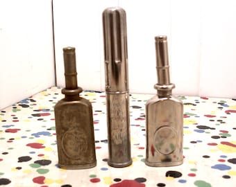 Three Vintage Metal Pocket Thumb Oilers