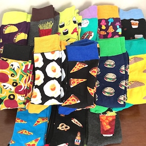 Food & Drink Novelty Socks: Whimsical Cotton Blend Crew Socks