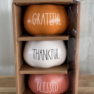 Rae Dunn Ramekins: Grateful, Thankful, Blessed - Set of 3