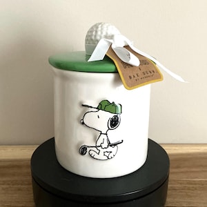 Rae Dunn Peanuts Pottery Canister: Snoopy &#39;Tee Time&#39; Golf Decor