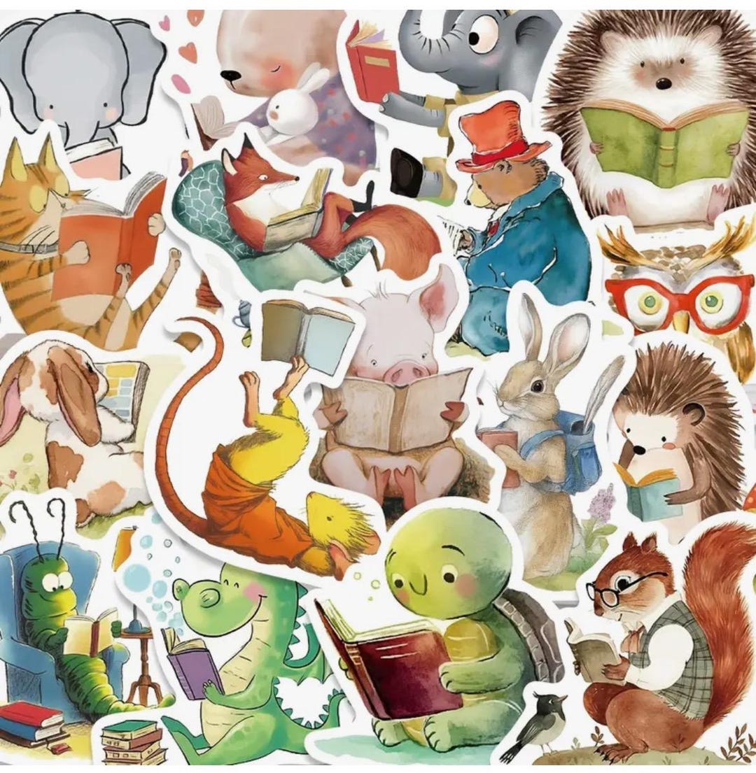 10 Pack of Reading Themed Vinyl Stickers- Great for Laptops, Stationery ...
