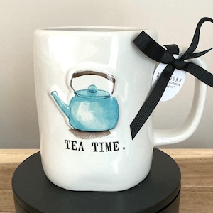 Rae Dunn &quot;Tea Time&quot; Mug: Artisan Pottery Tea Kettle Design