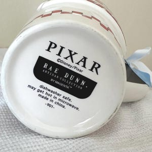 Rae Dunn Double Sided Coffee Mug - ‘Freshest In The Galaxy” Disney Toy Story Pizza Planet Checkers image 4