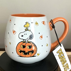 Snoopy Halloween Mug: Woodstock Pumpkin Jack O&#39; Lantern Ceramic Mug