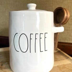 Rae Dunn Canister ‘Coffee’ With Knob Style Lid & Matching Wooden Scoop-