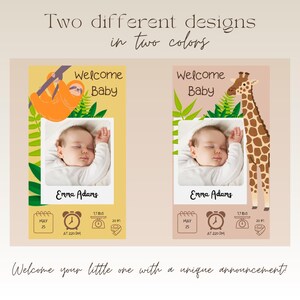 Modelo de cartão de boas-vindas para bebê editável | Anúncio digital personalizável de novo bebê | Cartão de chá de bebê | Parabéns ao recém-nascido | Neutro