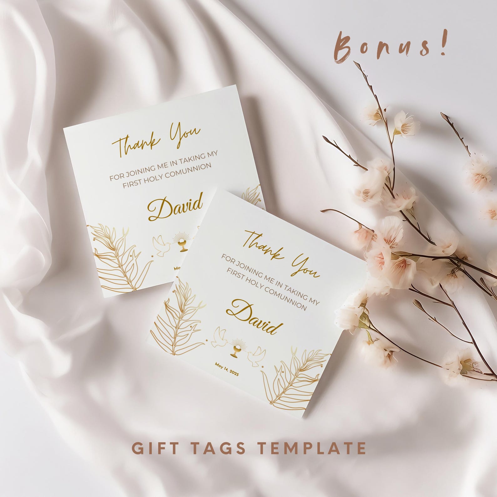 Ppc Invitation Elegant First Communion Invitation Template: Gold Design (canva ...