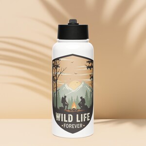 Wild Life Forever Stainless steel water bottle with a straw lid
