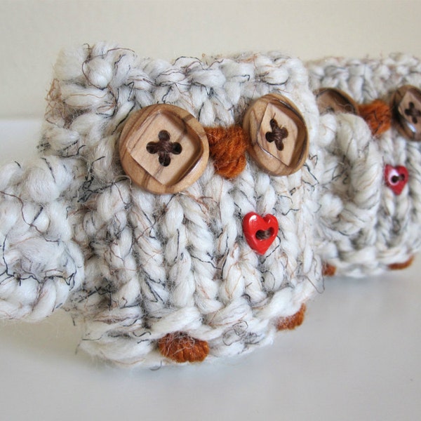 Pair of Hand Knitted Twin Love Owls