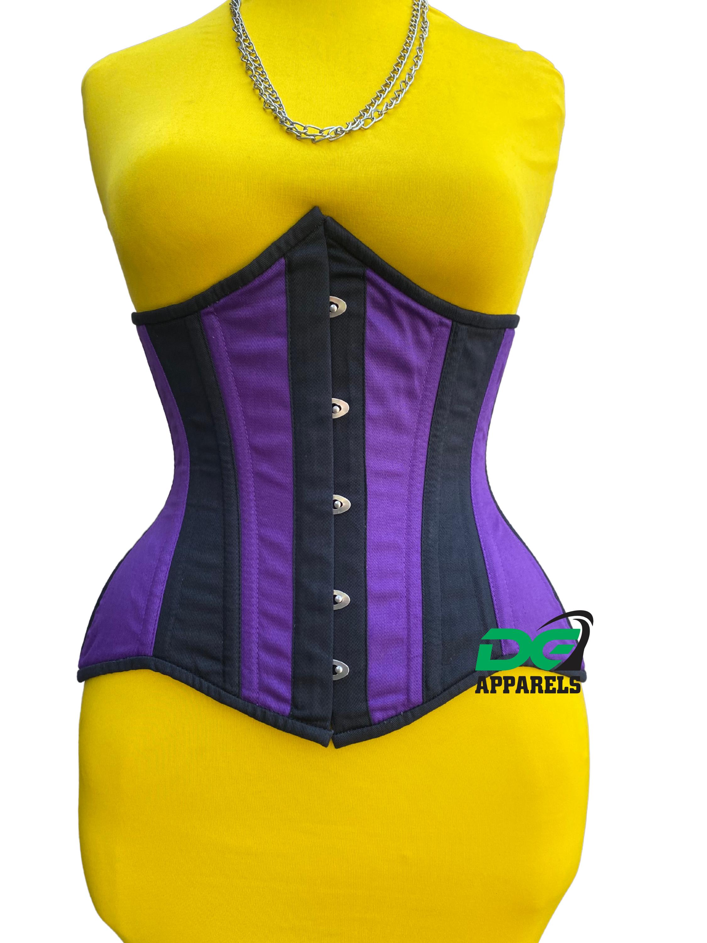 Luxury Purple and Black Underbust Corset Leather Slim Underbust Corset – The New Ms. Martha main image 2