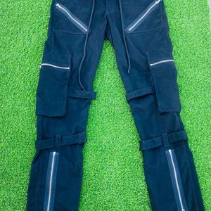 Jeans gothiques faits main en coton noir pour hommes, pantalons de voyage punk rock pour hommes