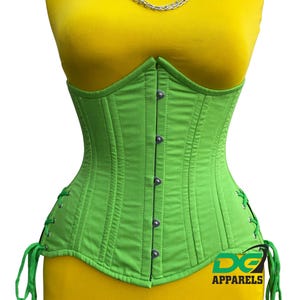 Women's Cotton Corset Underbust Corset Green Corset Steel Boned Corset Custom Size Corset Waist Cincher