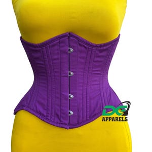 Women's Underbust Cotton Corset Purple Corset Double Steel Boned Corset Waist Trainer Corset Steampunk Corset