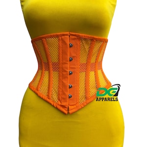 Women’s Orange Mesh Waist Trainer Underbust Shaper Steel Boned LightWeight Mesh Corset