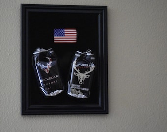 Bucked Up Energy Smashed cans – Patriotic Wall Art Display