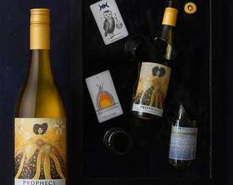 Wine Bottle Wall Art with wine and tarot cards