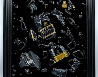 Johnnie Walker Blue Label smashed bottle wall art