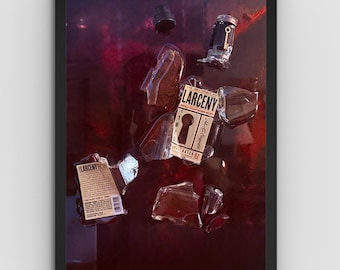 Larceny smashed bottle wall art