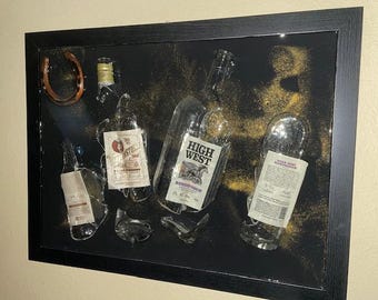 High West Whiskey & Yellowstone smashed Bottle Art