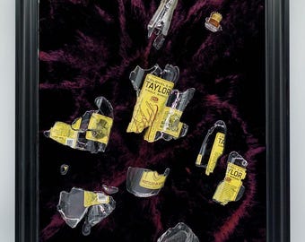 Colonel E.H. Taylor whiskey smashed bottle wall art
