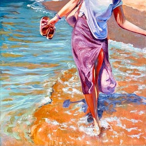 風景画 女性と海の絵 風景画 女性と海の絵