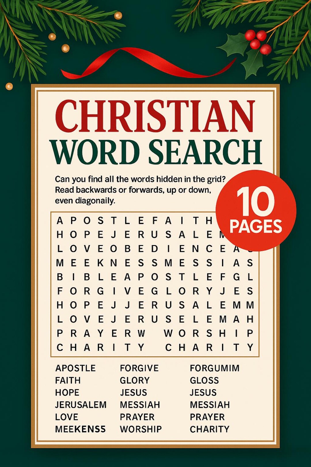 Christian Word Search | Bible Activity Pages (PDF) - Etsy